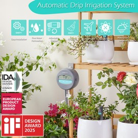 Zeego Automatic Drip Irrigation Kit with Digital Programmable Water Timer, 10 Potted Indoor Outdoor Houseplants Support (Incremental Support), Smart DIY Watering Schedules/Modes