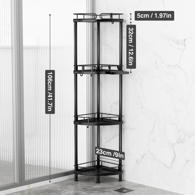 SWTYMIKI Corner Shower Caddy Standing - 4 Tier Stainless Steel