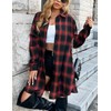 Bozanly Women's Oversized Button Down Long Plaid Flannel Shirts Lapel