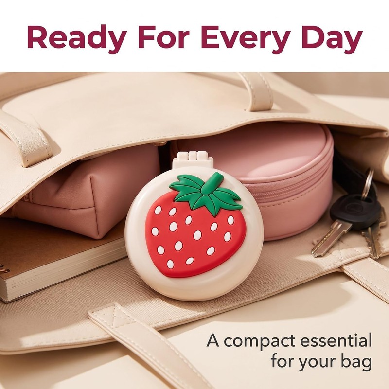 Strawberry Travel Hair Brush, Folding Round Massage Brush with Mini