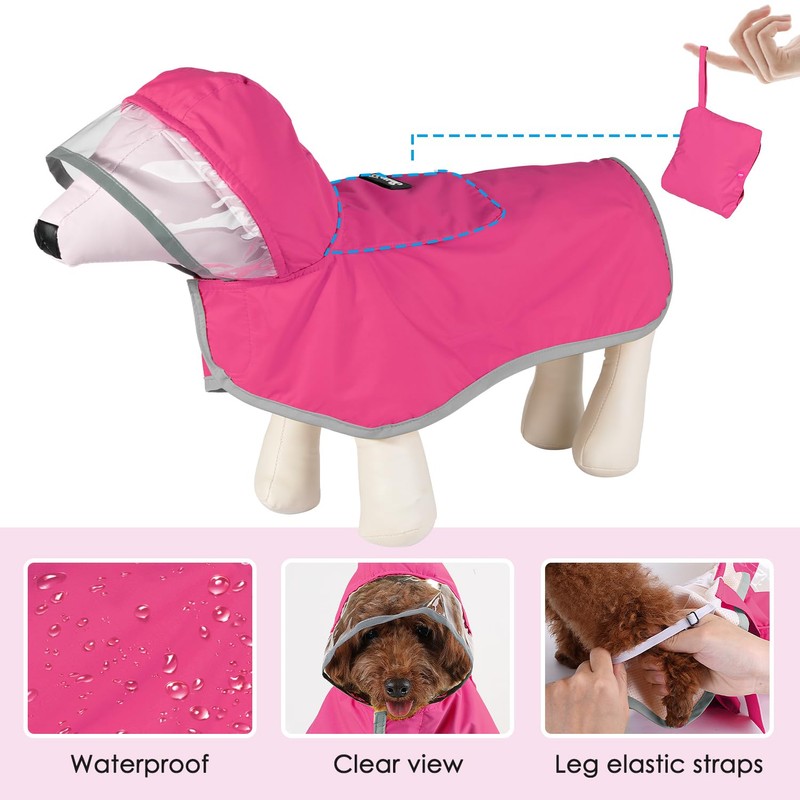 Lukovee Dog Raincoat, Adjustable Dog Rain Jacket with Clear Hooded