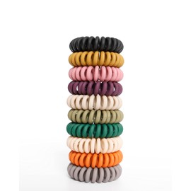 Spiral Hair Ties,Coils Hair Ties,Phone Cord Hair Bands,YOOZI No Damage Crease Plastic Ponytail Holder Hair Coil Headband for Woman/Girl,10 Pcs(Multicolor)