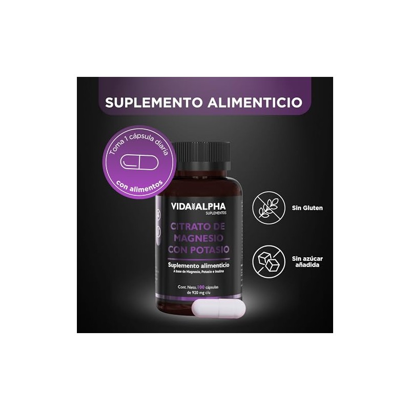 Citrato de Magnesio con Potasio | Suplemento Alimenticio de Alta