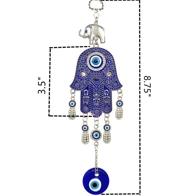 Blue Evil Eye with Hamsa Hand Protection Hanging Ornament (with