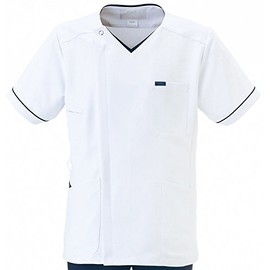 Fork 1016EW Men's Medical Scrub, Lab Coat, Zip Scrub,, multicolor (white / navy)