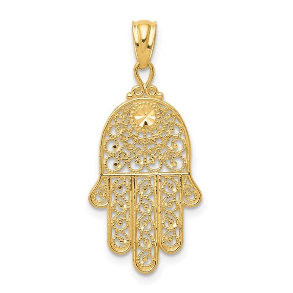 Saris and Things 14k Yellow Gold Hollow Hand of God