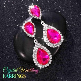 Unicra Teardrop Wedding Earrings Silver Rhinestone Bridal Earrings Crystal Dangle Jewellery for Women and Brides, One size, Rhinestone, No Gemstone