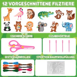 Zoyomax Sewing for Children, Sewing Kit Children DIY Animal Shapes, Sewing Children, Felt Set Educational Sewing Kit Beginners, Festive Creative Sets