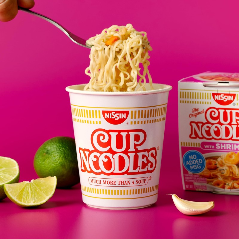 Nissin Cup Noodles Soup, Shrimp Flavor, Microwaveable Paper Cups, Instant