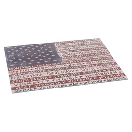 Boston International Cutting Textured Glass Board, Large, One Flag One Nation