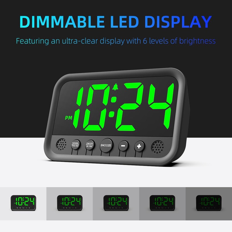 Small LED Digital Clock for Bedroom, Loud Alarm Clock for