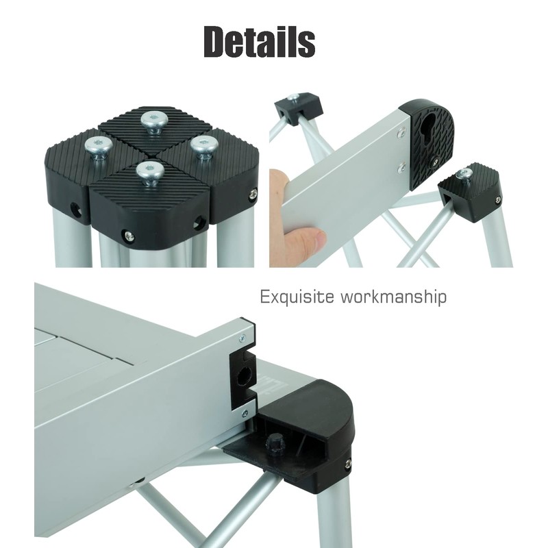 iClimb Lightweight Stable Alu. Folding Square Table Roll Up Top