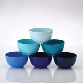 French Bull Melamine Small Bowls for Cereal, Dessert, or Pasta - Colorful Assorted Set of 6-23 ounce - 5.5" Bowls - Shades of Blue