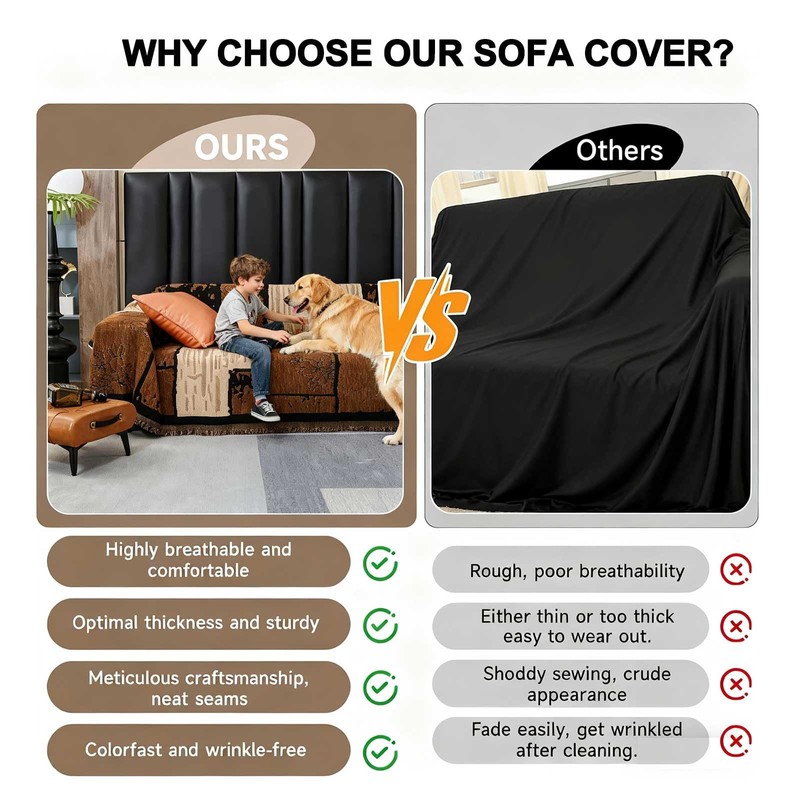 YouLanHome Washable Couch Cover for 3-Cushion Sofas, Pet & Kid