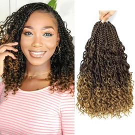 10Inch 8Packs Boho Box Braids Crochet Hair with Curly Ends 16strands/pack Pre Looped Black Messy Goddess Box Braids Hair Extensions Individual Synthetic Bob Goddess Locs Hair for Black Women