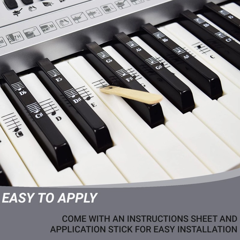 QMG Piano and Keyboard Full Set Stickers for White and