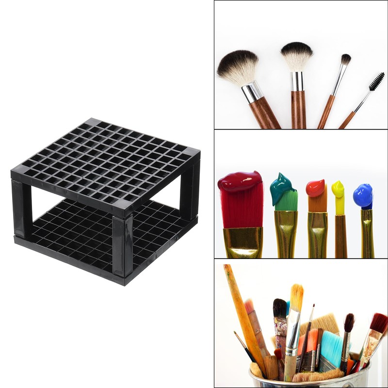 PATIKIL 4pcs Black Plastic Paint Brush Storage Organizer, 96 Holes,