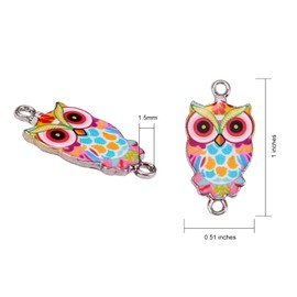 BEEFLYING 10Pcs Owl Alloy Enamel Charms Connectors Night Owl Charms Links Connectors Owl Pendants for Bracelet Necklace Earring Jewelry Making DIY Supplies
