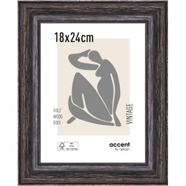 Nielsen Vintage 18 x 24 cm Black Wooden Frame - Natural Glass