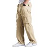 Lanesra Men's Full Elastic Waist Casual Cargo Pants Relaxed Fit