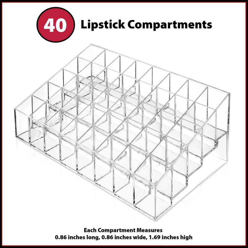 Casafield 40 Slot Acrylic Lipstick & Makeup Organizer - Cosmetic