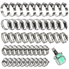MLUOVI Hose Clamps 50 Pack Hose Clamps Stainless Steel 1/3", 1/2", 3/4", 13/16", 2" Large and Small Heavy Duty Hose Clamps for Automotive, Marine Grade, Radiator Worm Gear Hose Clamps Assortment Kit