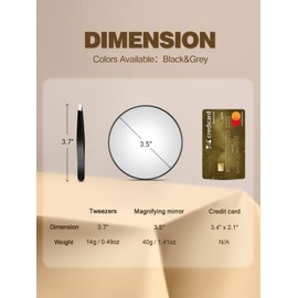 Macaki Macaki 20X Magnifying Mirror with 2 Suction Cups, 3.5 inches Magnified Makeup Mirror and Slant Tweezers,Black,1PC