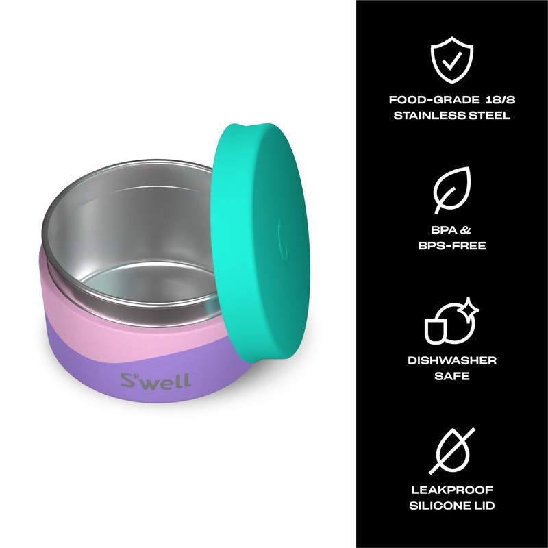 S'well Stainless Steel Food Canister, 10oz, Pastel Paradise, Single Walled