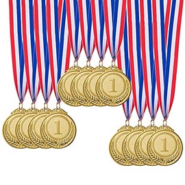 12 Pieces Gold Award Medals - Winner Medals Gold Prizes for Sports, Competitions, Party, Spelling Bees, Olympic Style, 2 Inches