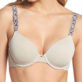 Natori Women's Pure Luxe Custom Coverage Contour Bra, Cocoon/India Ink, 32DD