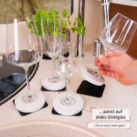 silwy Magnetic Adapter for existing stemware Including Metal Nano Gel pad, Gray, Universal Größe Stielgläser
