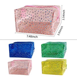 TotePrint Waterproof Transparent Makeup Bag Shiny Diamond Pattern Bag 2pcs, Pink, Modern