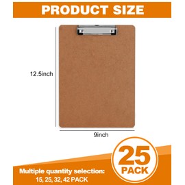 Clipboards, HERKKA 25 Pack Hardboard Office Clipboards Low Profile Clip Standard A4 Letter Size, ECO Friendly