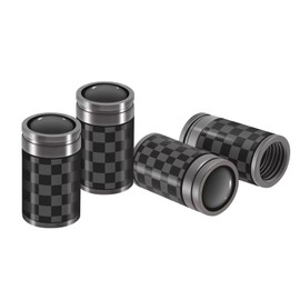 Triplinger - Tapones de válvula de neumático de coche con patrón de fibra de carbono negro [8V1 tapones de aire de aleación de cobre para válvula de coche, resistente al agua, a prueba de polvo