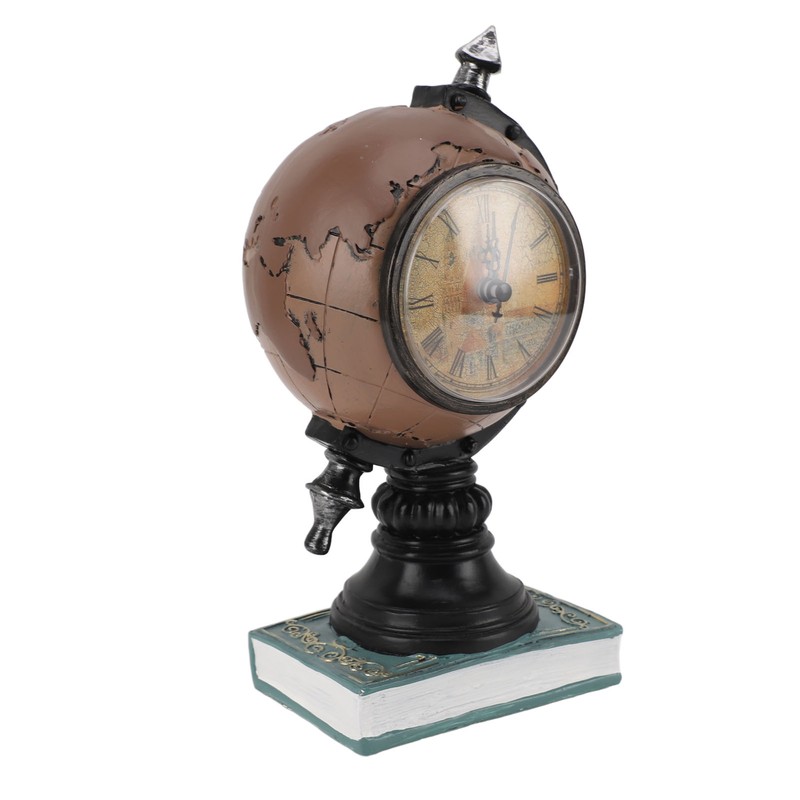 Globe Clock Decorative Desk Ornament Resin World Map Clock with