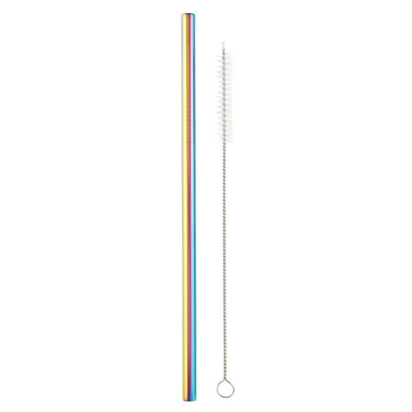 Santa Barbara Design Studio Sippin' Pretty Reusable Stainless Steel Drinking Straw with Cleaning Brush, 8.5-Inches, Iridescent