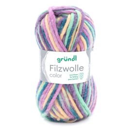 Gründl Wool Felting Wool Colour for Knitting and Felting – Wool for Knitting Made from 100% Virgin Wool – 1 x 50 g – Rose Green Multicoloured