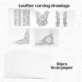 QMNNMA Leather Scriber Pen, Pointy Stainless Steel Picker Pen with Leather Carving Pattern Description Paper for DIY Crafts, Leather Line Description