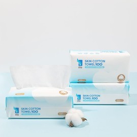 ITO Premium Cotton 100% (100 Sheets x 3 Pieces), Silk Touch Fabric, High Quality Natural Cotton, Skin Care Towel, Skin Cotton, Luxurious, Gentle to the Touch, Moisturizing, Smooth and Shiny Skin,