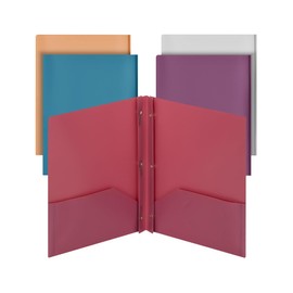 Mr. Pen- Plastic Folders with Pockets and Prong, 5 Pack, Assorted Colors