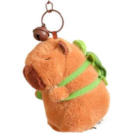 merkmal shop Keychain, Capybara, Plush Keychain, Fluffy, Capybara-san Ball Chain, Cute, Healing, 4.7 inches (12 cm), Hat with Bag, Bell Included, Present (Turtle), turtle