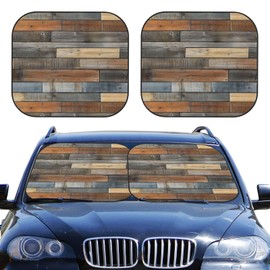 Rustic Wooden Texture Car Windshield Sun Shade 2-Piece Foldable Auto Sun Shade Car Front Window Sunshades for Most Sedans SUV Truck Blocks UV Rays and Keeps Your Vehicle Cool, Medium