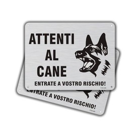 Felexdo Vorsicht vor dem Hund Aluminium Sign 20 x 15 cm, Achtung vor dem Hund Signs Made of Brushed Aluminium