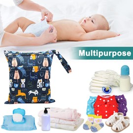 HOTLIKE Wet Bag, Wet Bag, Pack of 3 Nappy Bags, Changing Bag, Wet Bags, Reusable Organiser Bag, Washable with Zip for Baby, Toddler, Travel, Gym (Black), black, Wetbag