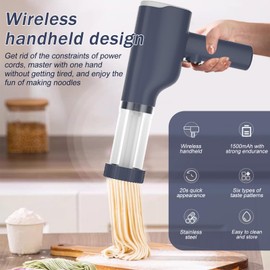 Handnudelmaschine Elektrisch, 1500mAh Akku Tragbare Nudelmaschine Elektrisch mit 5 Modi, Wiederaufladbare Nudelmaschine Elektrisch für Haushalt oder Picknick