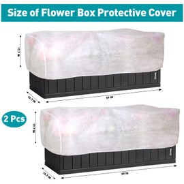 KQYSLXG 2 Pcs Plant Frost Cover, Rectangular Planter Plant Winter Frost Blanket with Drawstring, Garden Netting for Garden Protection, Raised Beds in Winter Damaged Bark(59 * 15.7 * 17.7 INCH)