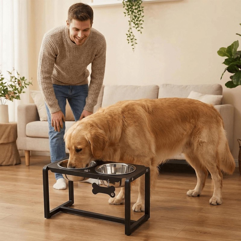 Flodomix Metal Elevated Dog Bowls, Raised Dog Bowls for Medium/Large
