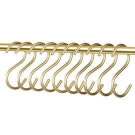 10 PackGold S Shaped Hooks, Gold Coat Clothes Towel Hangers, Kitchen Pots Pans Coffee Cups Rack Hooks (10)
