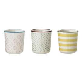 Bloomingville Patrizia Egg Cups Pink Green Yellow Ceramic Set of 3