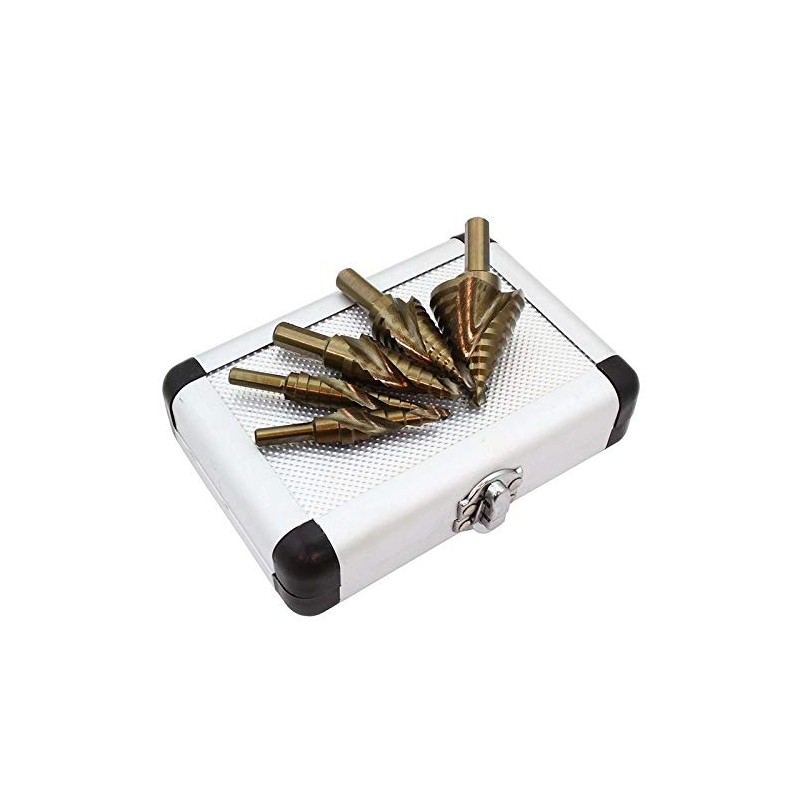 Stark 5-Piece Set SAE Spiral Grooved Step Drill Bit Set,